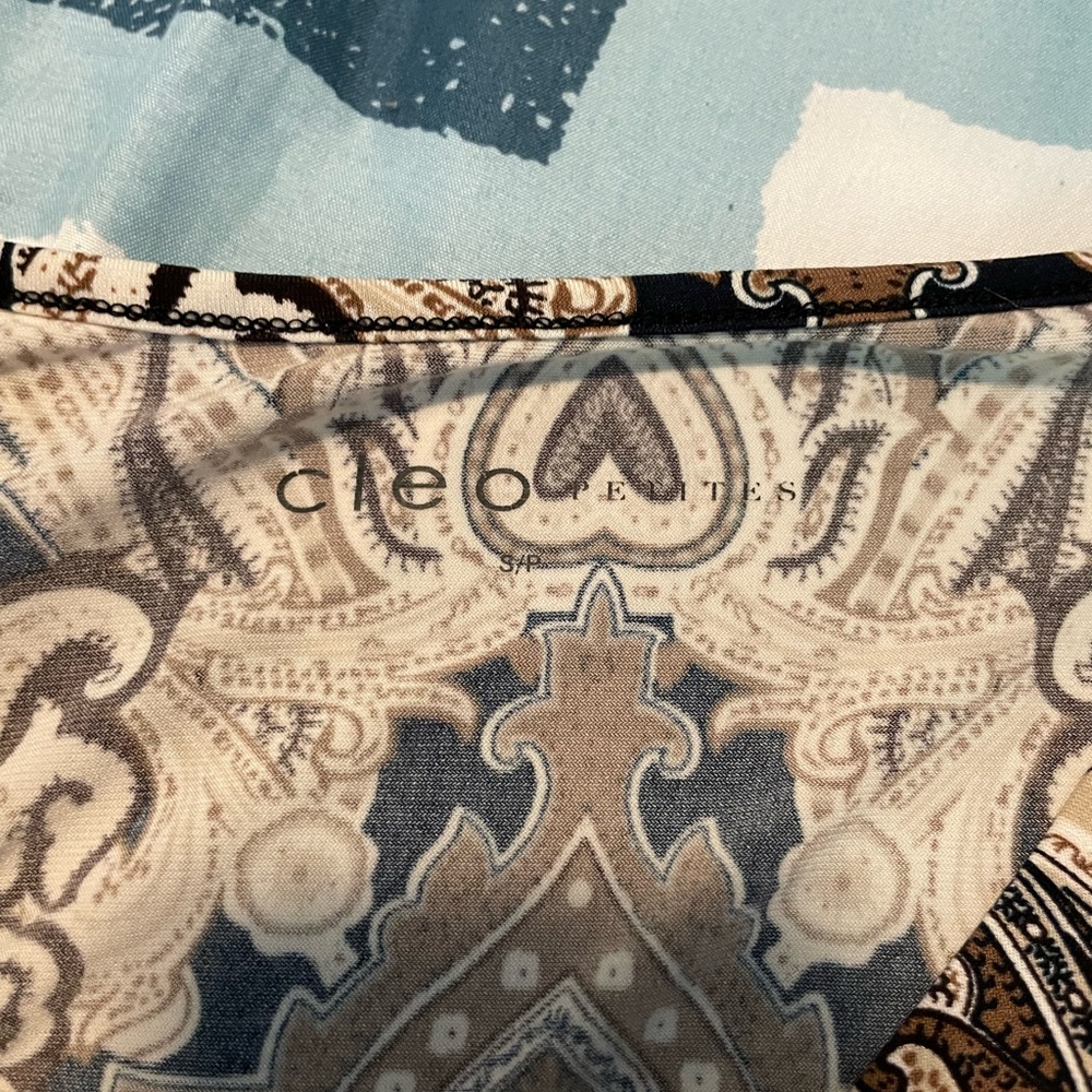 Cleo Black and Brown Paisley V-Neck Blouse - Picture 7 of 8